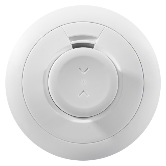 aico heat alarm radio interlinked 10yr battery shown from the front with circular white design and vent openings
