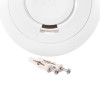 optical smoke alarm 10yr longlife with two wall plugs and screws shown on a white background