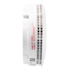 Side view of optical smoke alarm 10yr longlife showing vents and warning text on the device