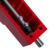 kingpin panic bolt red showing the inside spring and metal parts on a red casing
