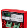 Label on hochiki esp manual call point with isolator flush surface mounting showing model and certification details
