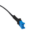 Close-up detail of the blue connector end on a hochiki programming leads cable against a white background