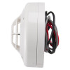 Side view of the hochiki esp ip67 weatherproof heat detector showing white casing and attached wiring