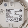 Label showing technical details including serial number and certification marks on a hochiki esp combined optical smoke heat multi sensor detector