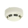 Front view of a hochiki esp optical smoke detector showing its round shape and vents