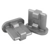 Exidor 296 single door panic bar push bar ends shown as two grey metal components side by side