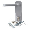 exidor outside access device lever with keys, screws, and installation parts shown laid out on a white background