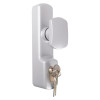 Silver Exd326Ec Exidor knob operated outdoor access device angled with keys in lock slot