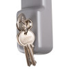 Keys attached to the Exd525Ec Exidor Lever Operated Code Lock inserted in a grey lock mechanism