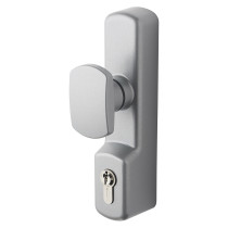 Exd526Ec Exidor 526Ec knob operated outside access device angled in silver finish showing the knob and key cylinder