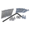 exidor 60000 steel door fixing screws 294 showing different types of screws and a black hex key tool on a white background
