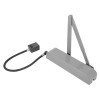 exidor 9870 electro hydraulic door closer silver radius shown at an angled view against white background