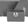Silver radius arm attach point on exidor 9870 electro hydraulic door closer showing connection details