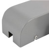 Close-up of the silver radius cover edge on the exidor 9870 electro hydraulic door closer showing curved metal design and fixing screw