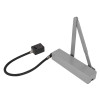 silver square angled exidor 9870 electro hydraulic door closer with black cable attachment