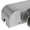 Close-up of the end of the exidor 9870 electro hydraulic door closer stainless steel radius showing smooth rounded edge