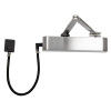 Front view of exidor 9870 electro hydraulic door closer stainless steel radius showing metal body and attached arm