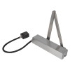 exidor 9870 electro hydraulic door closer stainless steel square shown at an angled view with attached cable and switch