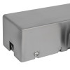 Close-up of the end of an exidor 9870 electro hydraulic door closer in stainless steel with a square shape