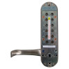 exidor mechanical code lock outside access device standard showing the back metal plate and handle from behind