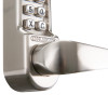 Closeup of the lever on an exidor mechanical code lock outside access device standard showing part of the keypad