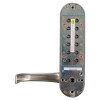 Back view of exidor mechanical code lock outside access device showing metal keypad and handle