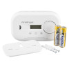 Fa6812 Carbon Monoxide Digital Lcd Display Alarm showing alarm unit, mounting plate, two batteries, screws and wall plugs