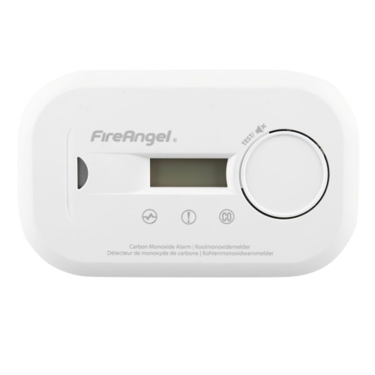 White Fa6812 Carbon Monoxide Digital Lcd Display Alarm front view showing test button and display screen