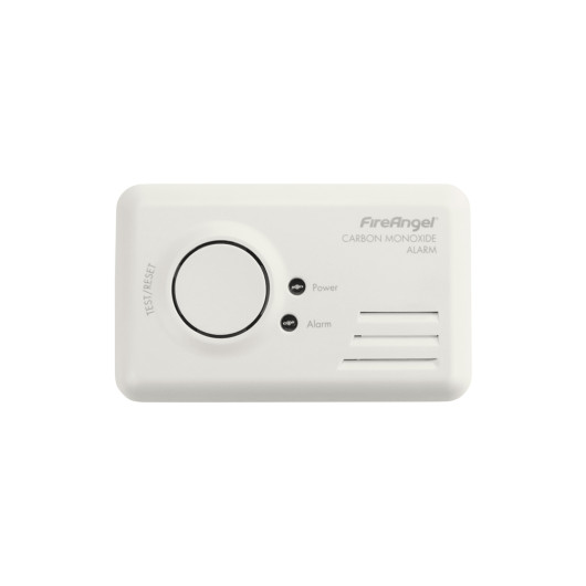 Front image of the FireAngel CO-9B carbon monoxide alarm with LED indicators