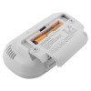 fireangel carbon monoxide alarm 10yr led battery showing open cover with battery compartment and a battery inside