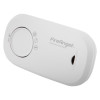 Angled view of fireangel carbon monoxide alarm 10yr led showing test button and indicator lights