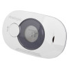 angled view of fireangel digital display carbon monoxide alarm with test button and digital screen showing all clear and temperature