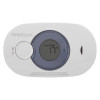 Front view of FireAngel digital display carbon monoxide alarm showing temperature and clear status message