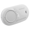 Angled view of the fireangel carbon monoxide alarm 10yr long life battery showing button and status icons