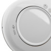 Close-up of the button on the fireangel carbon monoxide alarm 10yr long life battery showing test label and central press area