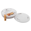 fireangel optical smoke alarm with replaceable 3yr alkaline battery showing the battery compartment and batteries