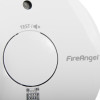Close-up of the button on the fireangel optical smoke alarm replaceable 3yr alkaline battery escape light