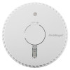 Front view of fireangel optical smoke alarm replaceable 3yr alkaline battery escape light showing circular design and test button