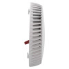 Side view of the fireangel optical smoke alarm replaceable 3yr alkaline battery escape light showing its white vented design and red trigger