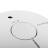 Close-up of the button on the fireangel optical smoke alarm replaceable 5yr alkaline battery model