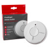 fireangel optical smoke alarm 10yr long life battery beside its red and black box packaging with product details