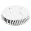 angled view of a white fireangel optical smoke alarm with 10 year longlife battery visible on the top surface