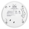 Back view of fireangel optical smoke alarm 10yr longlife battery showing label with model and safety information
