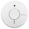 Front view of a white FireAngel optical smoke alarm with 10 year longlife battery showing test button and logo