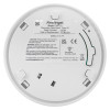Back view of fireangel heat alarm 10yr long life battery showing labels and battery compartment