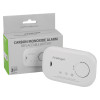 Fireangel carbon monoxide alarm 10yr led shown next to its box on a white background