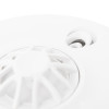 Closeup of the sounder section on a fireangel mains powered heat alarm alkaline backup device