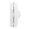 Side view of the fireangel mains powered heat alarm alkaline backup showing its profile and vents