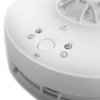 Close up of the test button on the fireangel mains powered heat alarm alkaline battery backup