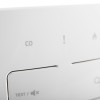 Close-up of the Fireangel Pro Connected fp1014w2 r interlinked wireless control unit showing LED indicator symbols including CO and exclamation mark